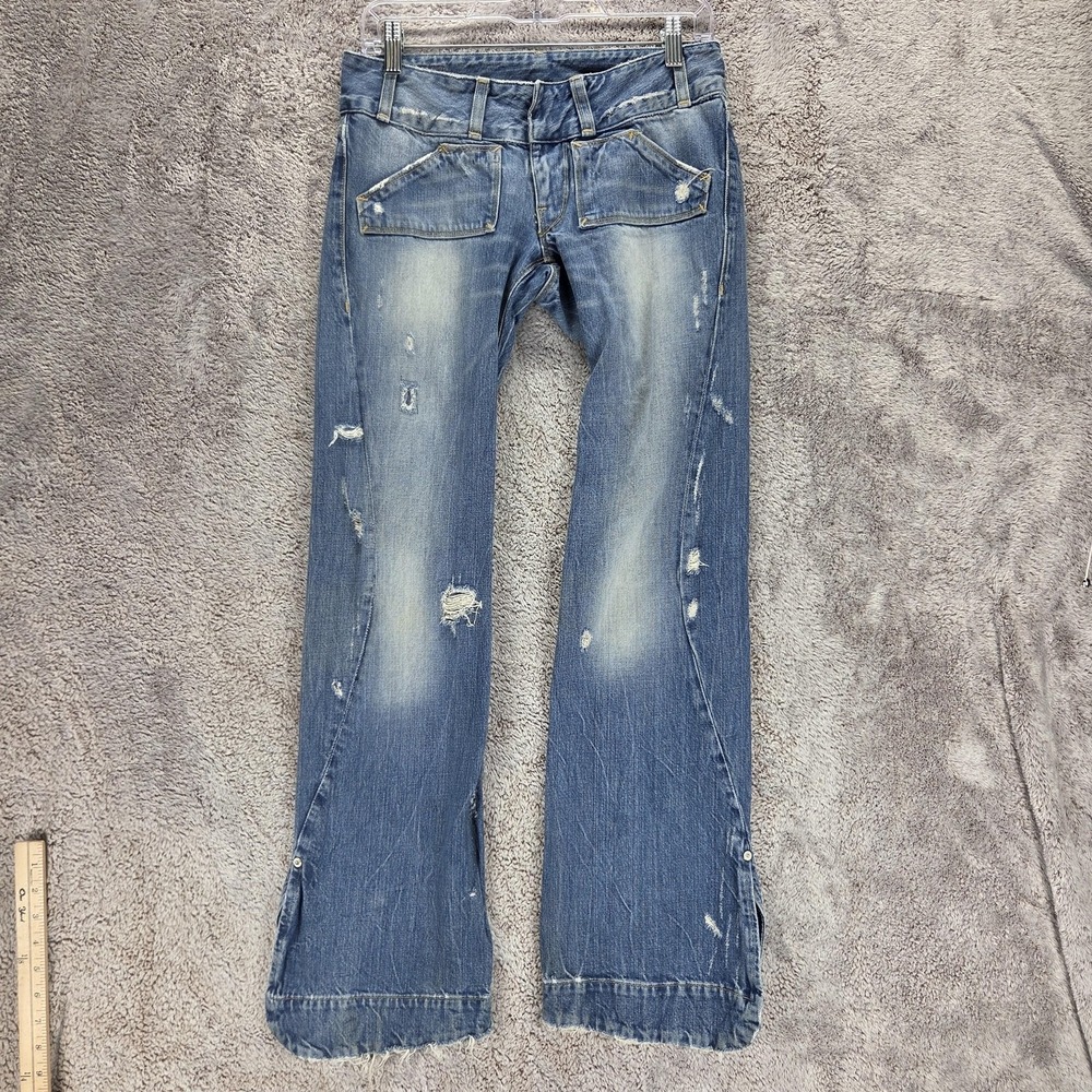 Vintage Levis Engineered Jeans Womens 28x32 Blue Twisted Snap Button Zip Fly